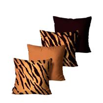Kit com 4 Capas de Almofadas Mdecore Tigre Ocre 45x45