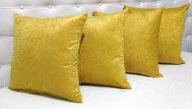 Kit com 4 capas de almofadas tecido sued lisas com zíper