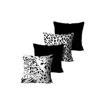 Kit com 4 Capas para Almofada Onça Preto e Branco Kit com 4 Capas para Almofada Onça Preto e Branco