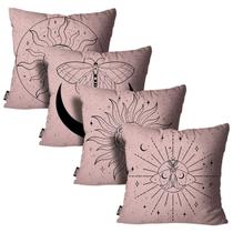 Kit Com 4 Capas para Almofadas Abstratas Rose Mdecore 45X45