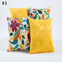 Kit Com 4 Capas Para Almofadas Decorativas De Sofa Amarela e Colorida