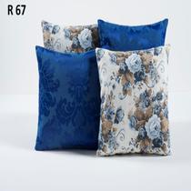 Kit Com 4 Capas Para Almofadas Decorativas De Sofa -Azul R67
