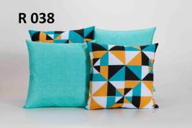Kit com 4 Capas para Almofadas Decorativas De Sofa com Zíper - Geometrico Azul Claro - Casa Chic