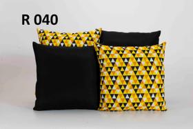 Kit com 4 Capas para Almofadas Decorativas De Sofa com Zíper - Preto / Amarelo