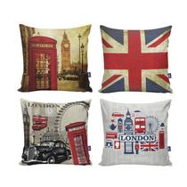 Kit com 4 Capas para Almofadas Decorativas de Sofá Londres