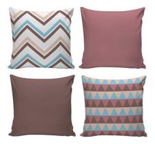 Kit Com 4 Capas Para Almofadas Decorativas De Sofá Rose Chevron