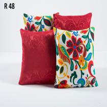 Kit Com 4 Capas Para Almofadas Decorativas De Sofa Vermelha e Colorida