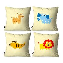 Kit com 4 Capas para Almofadas Decorativas Infantil de Animais Kit com 4 Capas para Almofadas Decorativas Infantil de Animais