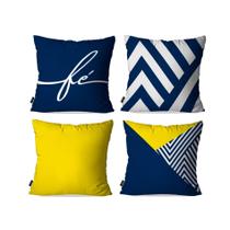 Kit com 4 Capas para Almofadas Decorativas sobre FÉ de cor azul Kit com 4 Capas para Almofadas Decorativas sobre FÉ de cor azul