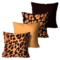 Kit com 4 Capas para Almofadas Mdecore Onça Laranja 45x45
