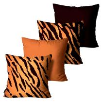 Kit Com 4 Capas Para Almofadas Mdecore Tigre 45x45