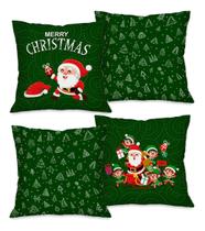 Kit Com 4 Capas Para Almofadas Natalinas Pinheiros Decoração