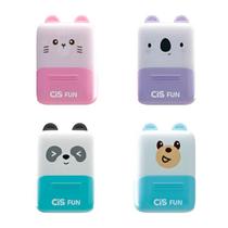 Kit com 4 Carimbos Coloridos Fun Roller Stamp CiS Fofo Bichinhos Escolar Conjunto Kawaii Cores
