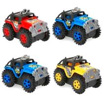 Kit com 4 Carrinhos Jeep Escala Parece e Vira Cambalhota