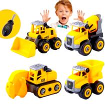 Kit com 4 Carros infantil Monta e Desmonta Com Chave Didático brinquedos educativos