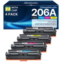 Kit com 4 cartuchos de toner Valuetoner 206A compatíveis com HP Kit com 4 cartuchos de toner Valuetoner 206A compatíveis com HP
