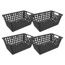Kit com 4 Cestas One Grande 28,8x19,1x12,3cm Preto Coza Brinox