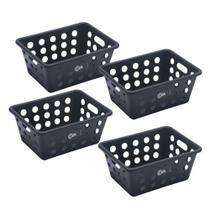 Kit com 4 Cestas One Pequena 18,6x14,2x8,2cm Preto Coza Brinox