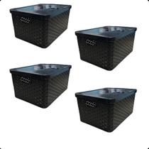 Kit Com 4 - Cesto Caixa Organizadora Rattan - 4 Litros Kit Com 4 - Cesto Caixa Organizadora Rattan - 4 Litros