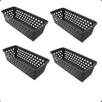 Kit com 4 Cesto Organizador Multiuso Comprido