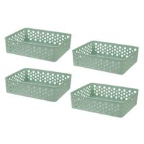 Kit Com 4 Cestos Organizadores M Multiuso De Plástico - Usual Kit Com 4 Cestos Organizadores M Multiuso De Plástico - Usual