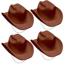 Kit com 4 Chapéus Vaqueiro Cowboy para Festa Junina Fantasia e Atacado Marrom