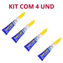 Kit com 4 Cola Adesiva Instantâneo 2G Tekbond Super Cola Rápida e Precisa