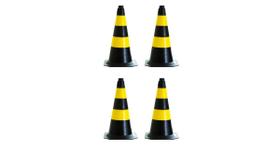 Kit com 4 cone de sinalização - altura de 50cm - preto / amarelo Kit com 4 cone de sinalização - altura de 50cm - preto / amarelo