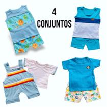 Kit com 4 conjuntos 8 peças bebê menino 3 a 6 meses