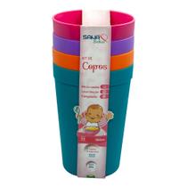Kit Com 4 Copos 380ml Coloridos Para Meninas Sana Babies