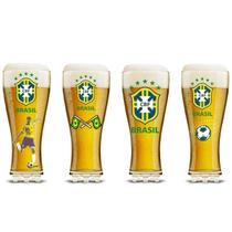 Kit Com 4 Copos Chuteira Seleção Brasileira Copa 2022 370ml