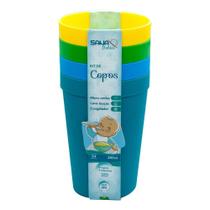Kit Com 4 Copos Coloridos 380 Ml - Sana Babies Kit Com 4 Copos Coloridos 380 Ml - Sana Babies