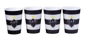 Kit Com 4 Copos Plástico 3D Atlético Mineiro 400 Ml