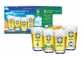 Kit Com 4 Copos Seleção Brasileira Copa Do Mundo 2022 350ml
