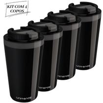 Kit com 4 Copos Térmico Minas 400 ML Tampa Parede Dupla Multiuso Squeeze Unitermi Café Chá Suco Água