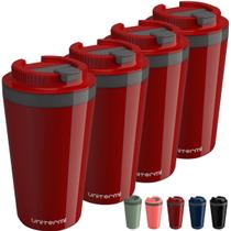 Kit com 4 Copos Térmico Minas 400ML Tampa Parede Dupla Multiuso Squeeze Unitermi Café Chá Suco Leite