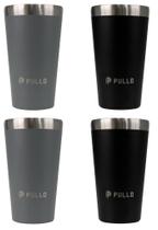 Kit com 4 Copos Térmicos Pullo Fun 480ML Preto e Cinza Kit com 4 Copos Térmicos Pullo Fun 480ML Preto e Cinza