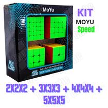 Kit Com 4 Cubos Mágicos Moyu 2x2x2 + 3x3x3 + 4x4x4 + 5x5x5