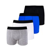 Kit com 4 Cuecas Boxer Box Try Basics Algodão Cotton Lisa Básica Casual Moda Masculina