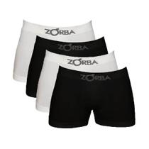 Kit com 4 Cuecas Boxer Branco/Preto Zorba 781 Algodão