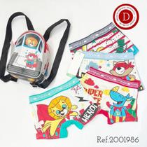 kit com 4 Cuecas Boxer De Algodão Infantil na bolsa