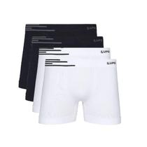 Kit Com 4 Cuecas Boxer Lupo 436-002 Branco/Preto Kit Com 4 Cuecas Boxer Lupo 436-002 Branco/Preto