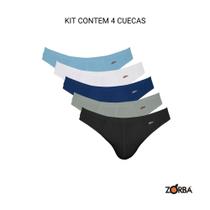 Kit Com 4 Cuecas Slip Tradicional Light Zorba Algodão Cotton Original