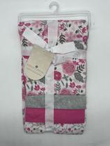 Kit com 4 Cueiros Flanelados Flores- 80x80cm