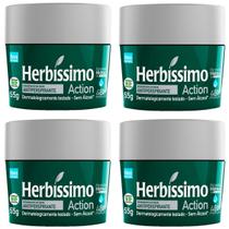 Kit Com 4 Desodorante Creme Fragrância Action Herbíssimo 55g