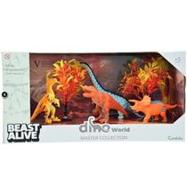 Kit Com 4 Dinossauros E Cenário Dino World 1103 Beast Alive