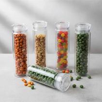 Kit Com 4 Dispenser De Alimentos Squeeze Acrílico 510ml