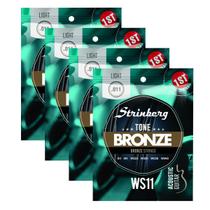 Kit Com 4 Encordoamento Cordas Para Violão Strinberg 011 Aço