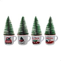 Kit com 4 Enfeite Decorativo de Natal Árvore Caneca Temática Kit com 4 Enfeite Decorativo de Natal Árvore Caneca Temática