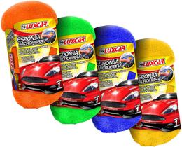 Kit Com 4 Esponja De Microfibra Para Lavar Luxcar Kit Com 4 Esponja De Microfibra Para Lavar Luxcar
